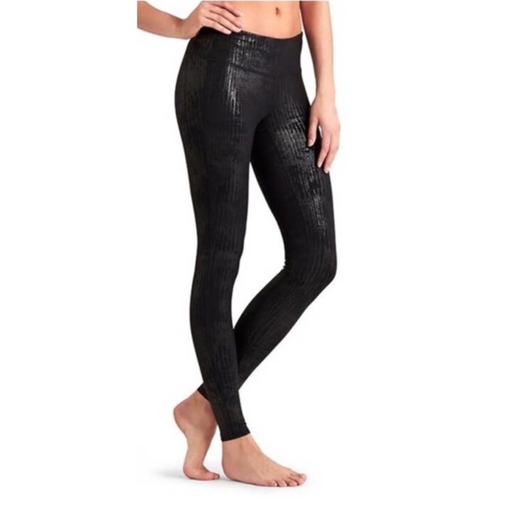 Athleta Chaturanga Metallic Crackle Leggings Black - M